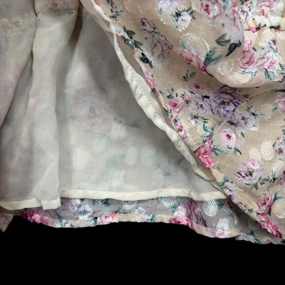 Express Babydoll Top XL Floral Lined Adjustable Straps Boho Ruffle Cottagecore - Picture 7 of 8